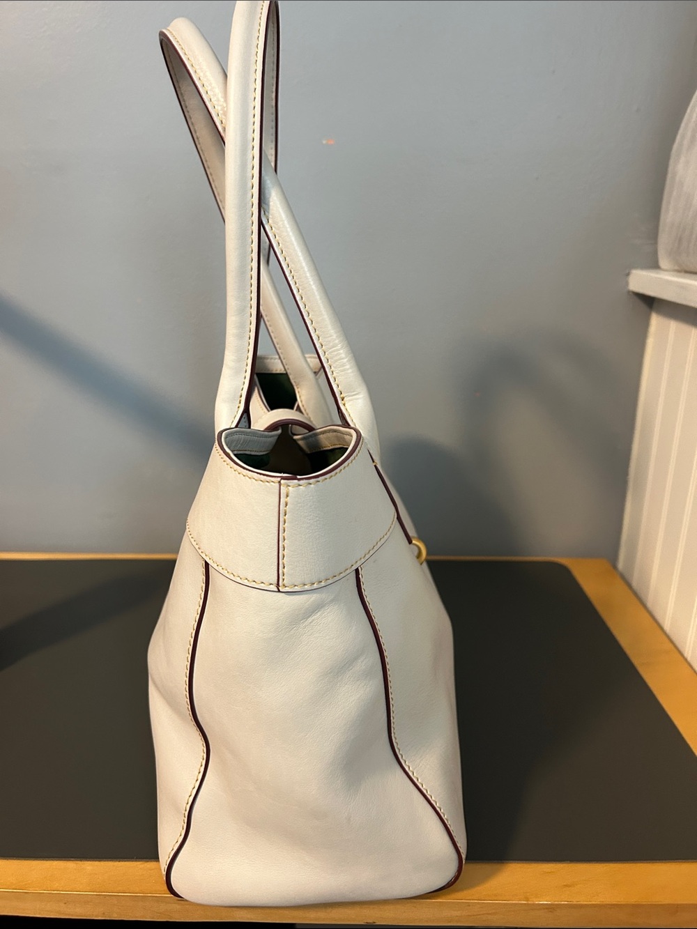 Dooney & Bourke Light Beige Leather Tote Bag with Gold Hardware - Picture 6 of 8